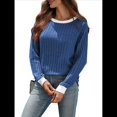thumbnail image 2 of Camisas de Larga para Mujer, Blusas Tipo Túnica con Cuello Redondo, Suéteres Casuales, Ropa de Moda de Otoño Azul XXL, 2 of 10