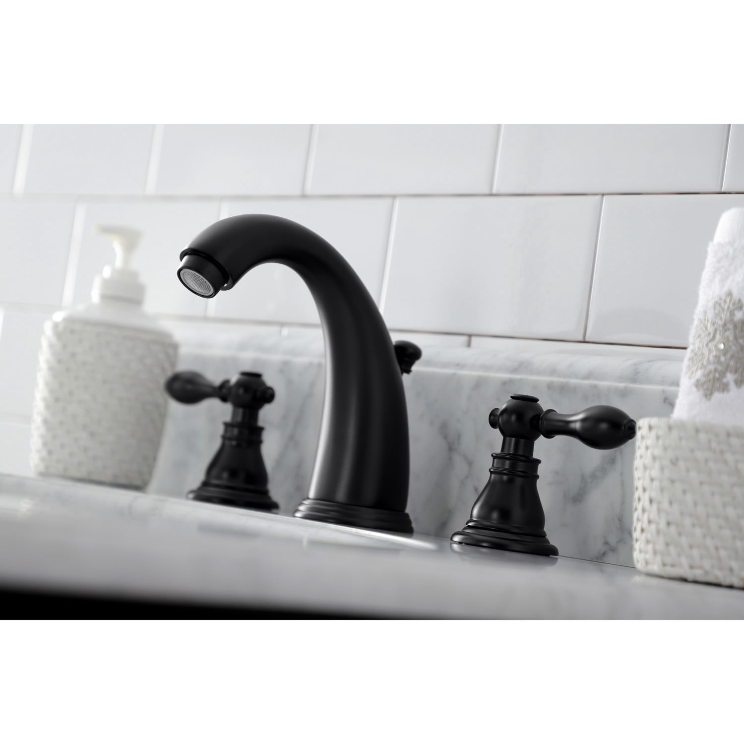Kingston Brass KB980ACL American Classic Widespread Bathroom Faucet with Retail Pop-Up, Matte Black