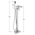 thumbnail image 4 of Brushed Nickel Bathtub Faucet Tub Filler Freestanding Floor Mounted&Hand Shower, 4 of 11