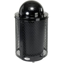 Global Industrial GBE261948BKD Outdoor Diamond Steel Trash Can with Base, 36 gal, Black