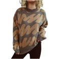 thumbnail image 1 of WEAIXIMIUNG Cardigan pour Femmes Léger Sans Boutons Pull Épais à Col Rond avec Motif Rayé Ondulé, 1 of 8