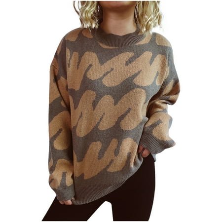 WEAIXIMIUNG Cardigan pour Femmes Léger Sans Boutons Pull Épais à Col Rond avec Motif Rayé Ondulé