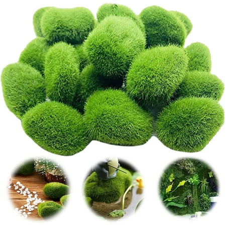 

Small Artificial Moss Balls Green Moss Balls Fake Stone Pieces Decorative Stones，15 Pieces