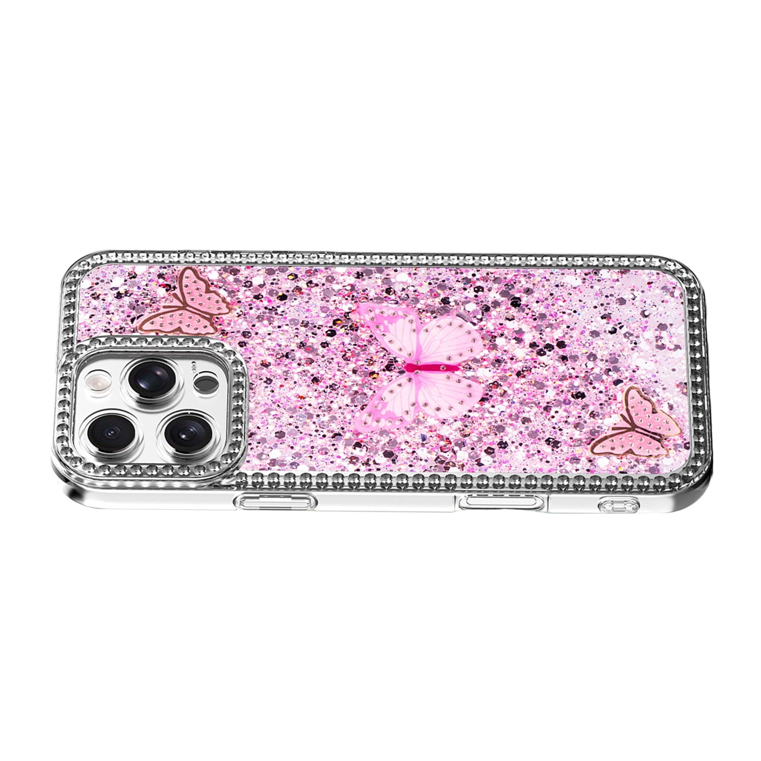 Shiny Butterfly Case for iPhone 17 Pro - Pink