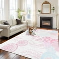 thumbnail image 3 of Rectangle Area Rugs 8 x 10 Ft, Coastal Pink Non-Slip Residential Carpet, Ocean Coral Starfish Jellyfish Seahorse Indoor Crawling Mats Runner Rugs for Living Room/Dining Room/Bedroom, 3 of 8