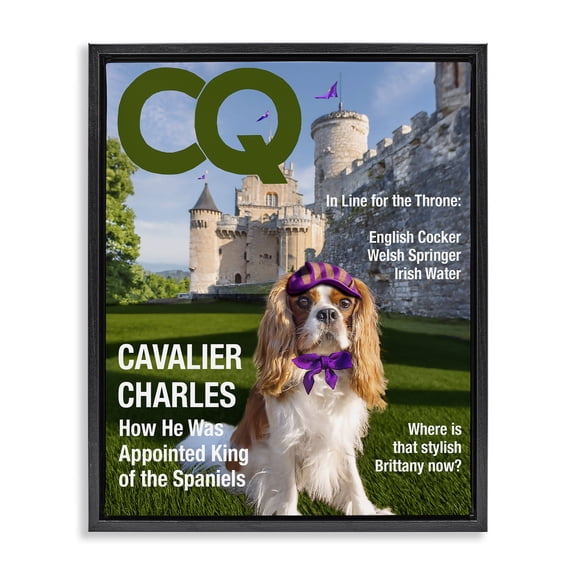 Stupell Industries Royal Cavalier Magazine Black Framed Floater Canvas Wall Art, design by Grotto Studios