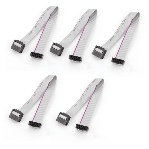 Unique Bargains 5pcs IDC 10Pin Hard Drive Extension Wire Flat Ribbon Cable Female Connector 20cm