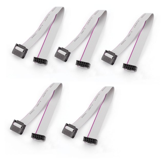 Unique Bargains 5pcs IDC 10Pin Hard Drive Extension Wire Flat Ribbon Cable Female Connector 20cm
