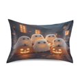 thumbnail image 3 of Dailycode Satin Pillow Case King Silk Pillow Cover for Hair and Skin Envelope Closure Cute Ghosts Pumpkins on Stress 20"x40", 3 of 9