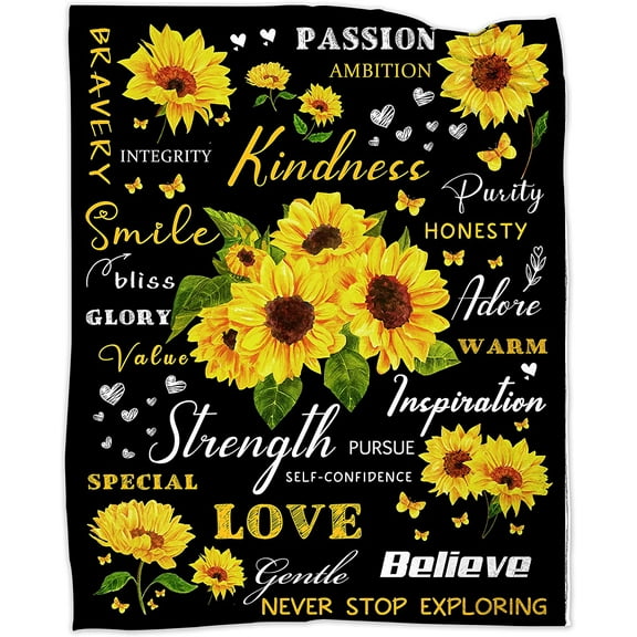 Sunflower Gifts for Women, Sunflower Blanket Positive Healing Throw Blanket, Christmas Birthday Gift for Women Blanket Soft Cozy Flannel Sunflower Decorations Blanket Mother's Day