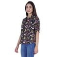 thumbnail image 2 of Moomaya Womens Printed Top Roll-Up&nbsp;Sleeve Collar Neck Button-Down Shirt, 2 of 8