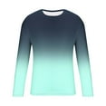 thumbnail image 4 of Fmbrln Mens Trendy Gradient Print Shirts Fall Fashion Casual Long Sleeve Crew Neck Pullover Tops Comfy Breathable Workout Athletic Shirts Mint Green XL, 4 of 5