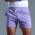 thumbnail image 4 of Virmaxy Mens Sports Gym Basketball Shorts Cotton Three-Quarter Pants Sweatpants Elastic Lace-Up Fitness Shorts Purple 3XL, 4 of 8