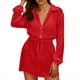 thumbnail image 1 of TaTaai Women's Summer Casual Solid Color Lapel Button Down Long Sleeve Loose Short Dress Lightweight Beach Cover Up Fashion Versatile Shirt Dress Gift, 1 of 6