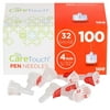 Care Touch Insulin Pen Needles 32 Gauge, 5/32 Inches, 4mm - 100 Pen Needles