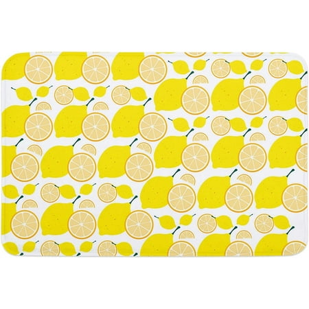 

Summer Fruit Memory Foam Doormat Anti-Skid Absorbent Indoor Door Mat Soft Floor Mat for Entryway Patio Kitchen High Traffic Areas Decor Lemon and Lemon Slices Repeated Arrangement 20x32 Inch