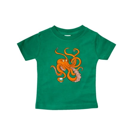 

Inktastic Giant Orange Octopus Eating Ice Cream Gift Baby Boy or Baby Girl T-Shirt