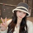 thumbnail image 3 of SikaFu Fisherman Hat Female New Autumn And Winter Lambskin Plush Matching Bucket Pot, Japanese System Versatile Warm Sunshade Woven Cap, 3 of 7