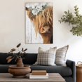 thumbnail image 4 of WFSposter Highland Cow Canvas Wall Art: Cow with White Flower Picture Farmhouse Cow Decor Framed Poster for Bedroom Living Room Home Office 11x14", 4 of 7