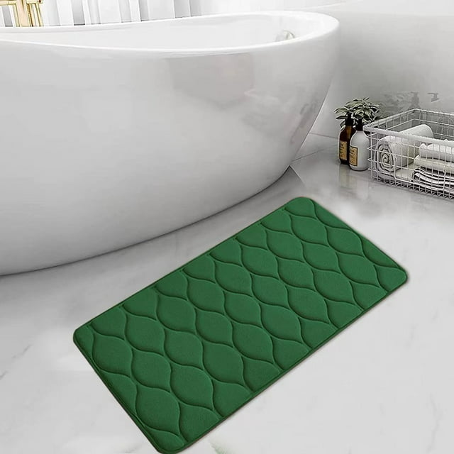 Oval Shaped Design Embossed Solid Color Memory Foam Soft Bathroom Rug Non-Slip PVC Backing