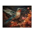 thumbnail image 3 of Designart "Blue Orange Hummingbird Enchanting Hum Geometric II" Animals Print on Natural Pine Wood, 3 of 5