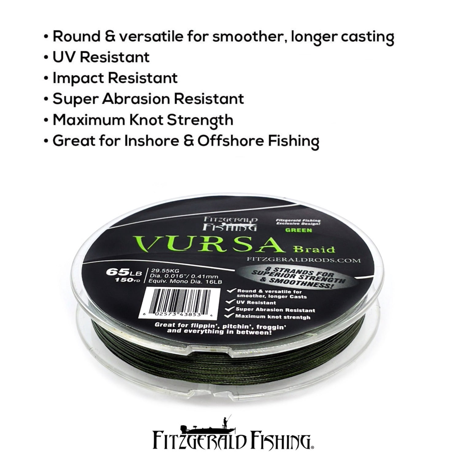 Fitzgerald Fishing Vursa Braid Black 8 Strand 30 Lb 300 Yd