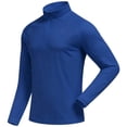 thumbnail image 2 of Men's 1/4 Zip Long Sleeve Athletic Pullover Top Fitted Breathable Casual Sweatshirt Comfy Tee for Tennis Running Jogging Hiking Wear(Blue,XXL), 2 of 9