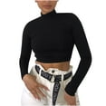 thumbnail image 2 of Fesfesfes Women Crop Tops Casual Long Sleeve Sweater Tops Mock Neck Skinny Blouse Tops Fall and Winter Base Layer Shirt On Sale, 2 of 9