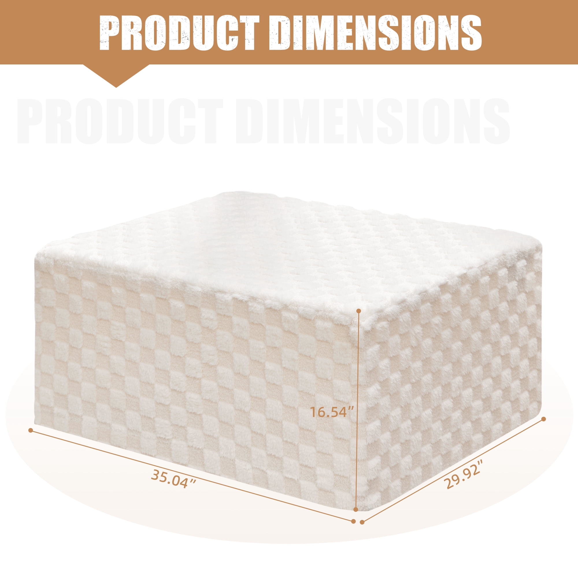 Hobestluk Rectangle Ottoman Memory Foam Footrest for Couch with Removable Cover Large Floor Seating for Adults Ottoman Coffee Table for Living Room, Bedroom or Office (STRIP WHITE, Footrest)