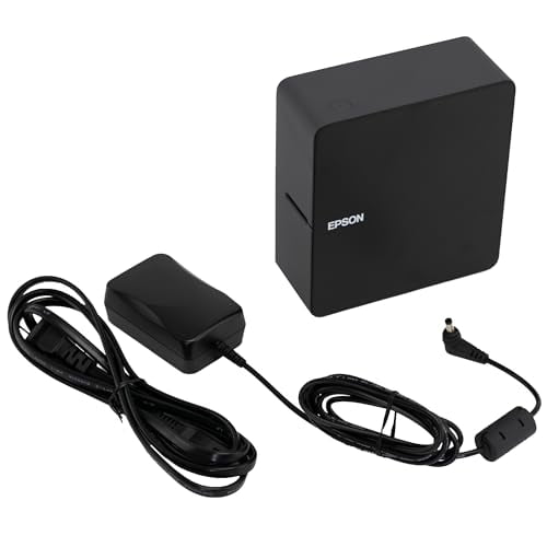 Impresora de etiquetas portátil Bluetooth LABELWORKS Epson LW-C610PX-BLK Premium con adaptador de CA: crea etiquetas para manualidades y organización, compatible con cinta de diseño y aplicación.