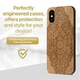 thumbnail image 2 of Case Yard Wooden Case Outside Soft TPU Silicone, Slim Fit Shockproof Wood Protective Phone Cover for Girls Boys Men and Women, Supports Wireless Charging Bohemian Flower Design case for iPhone-XS-Max, 2 of 7