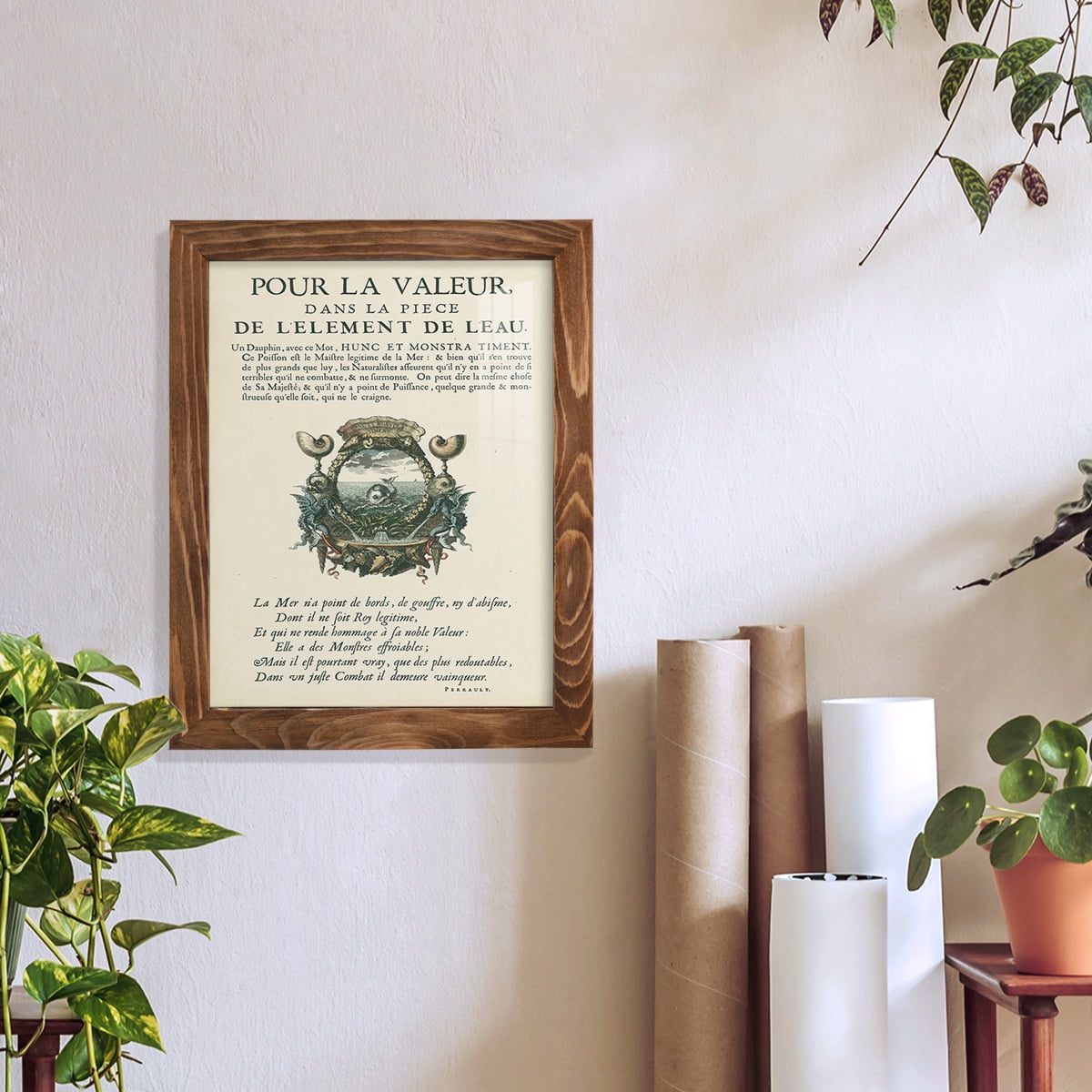 Printed Embellished Bookplate VII - Framed Print w/glass - Walnut