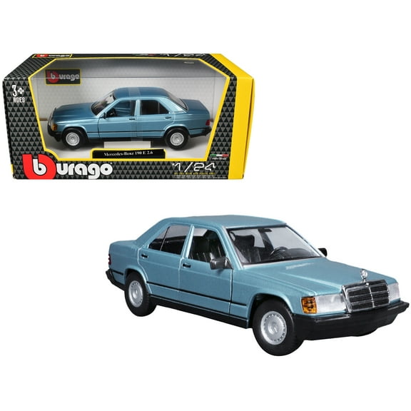 Mercedes-Benz 190 E 2.6 Blue Metallic 1/24 Diecast Model Car by Bburago