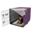 thumbnail image 2 of Retro Dog Crate Cover, Abstract Design Crossing Lines Tile Like Motif Trellis Pattern Mosaic Art, Easy to Use Pet Kennel Cover for Dogs, 35" x 23" x 27", Purple Pale Lavender, by Ambesonne, 2 of 6
