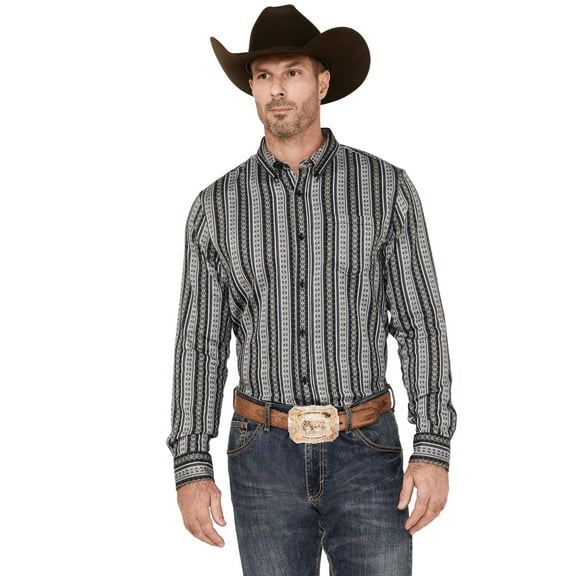 Cody James Men's Wiltern Striped Long Sleeve Button-Down Stretch Western Shirt - CJHO22W33-GRY X-