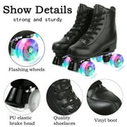 EONROACOO Black Roller Skates for Women Men, Light-up Skates for Girls(Women 8/Men 6.5)
