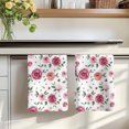 thumbnail image 7 of Pink Flowers Kitchen Towels Set of 3, Simple Romantic Botanical Floral Leaves Absorbent Dish Towels for Kitchen, Microfiber Hand Towel, Quick Drying Tea Towel for Cleaning Decorative Dishcloths, 7 of 7
