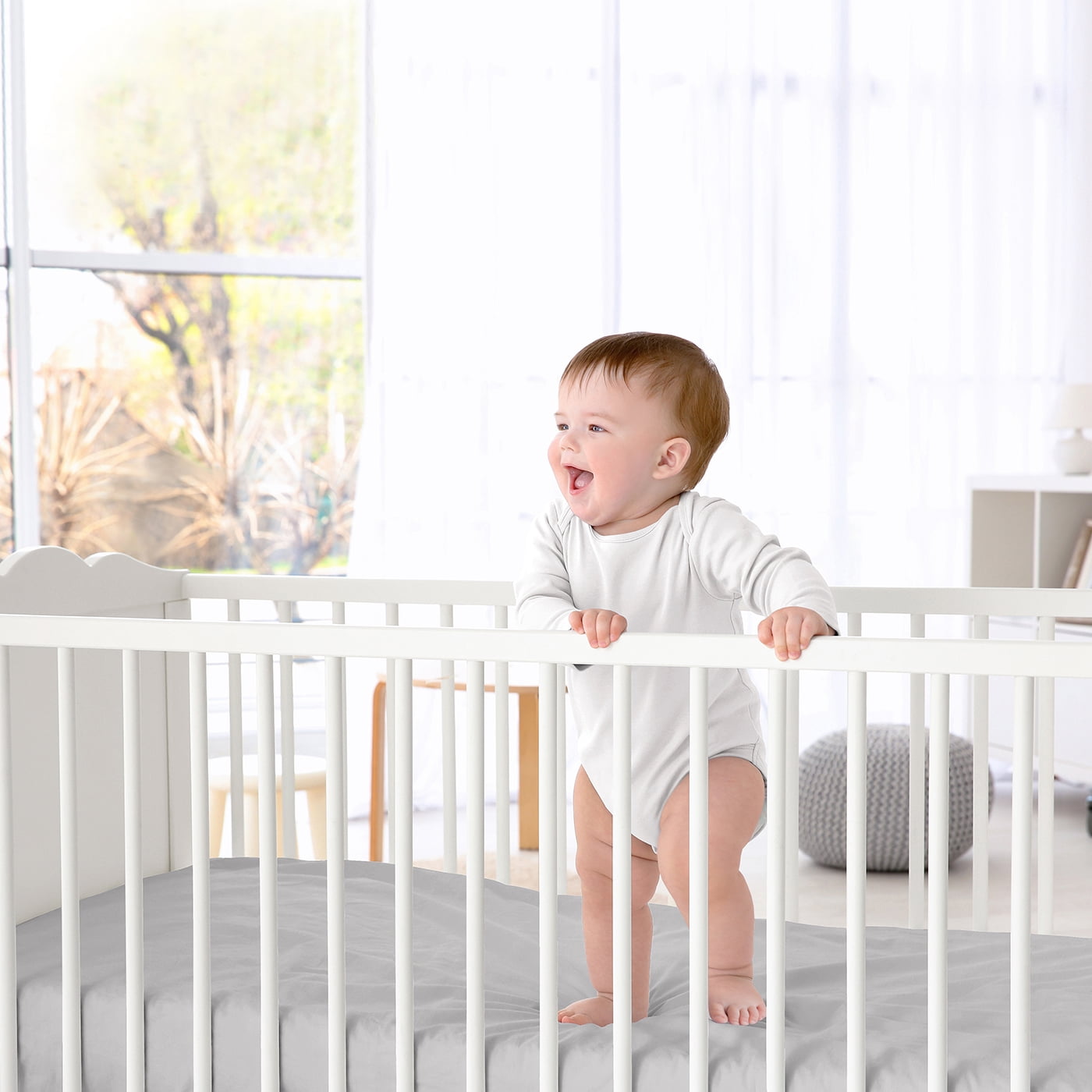 Sweet Jojo Designs Watercolor Elephants Grey Green and Blue Fitted Crib Sheets 2 Piece Set
