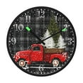 thumbnail image 2 of Voice Activated Clock with Glow Light 12 Inch Large Silent Wall Clock Battery Operated for Home Decor Red Truck with Christmas Tree, 2 of 8