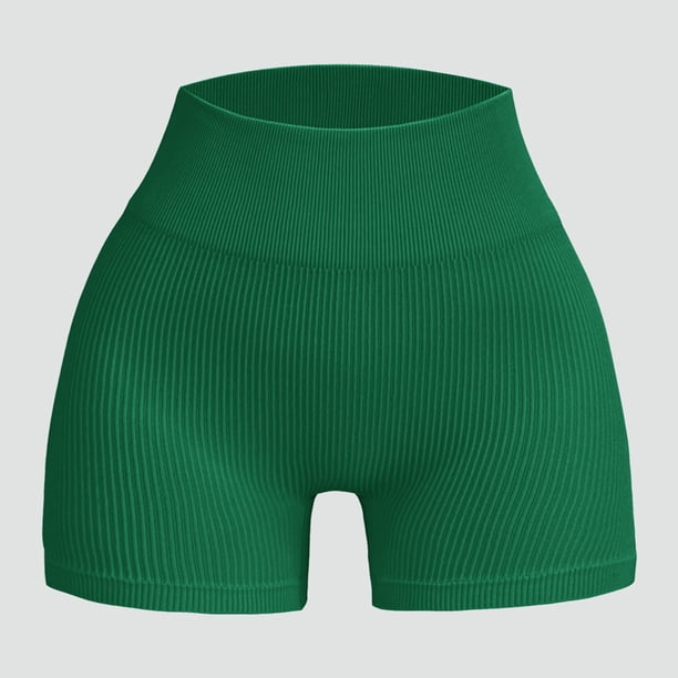 MKLEKYY Pantalones Cortos para Mujer, Deportivos, Sin Costuras, Acanalados, para Entrenamiento, Yoga