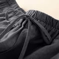 thumbnail image 6 of Women's Cotton Linen Capri Pants with Lace Trim Casual Drawstring Elastic Waist Pants Summer Lightweight Cropped Trousers with Pockets Gray M, 6 of 7