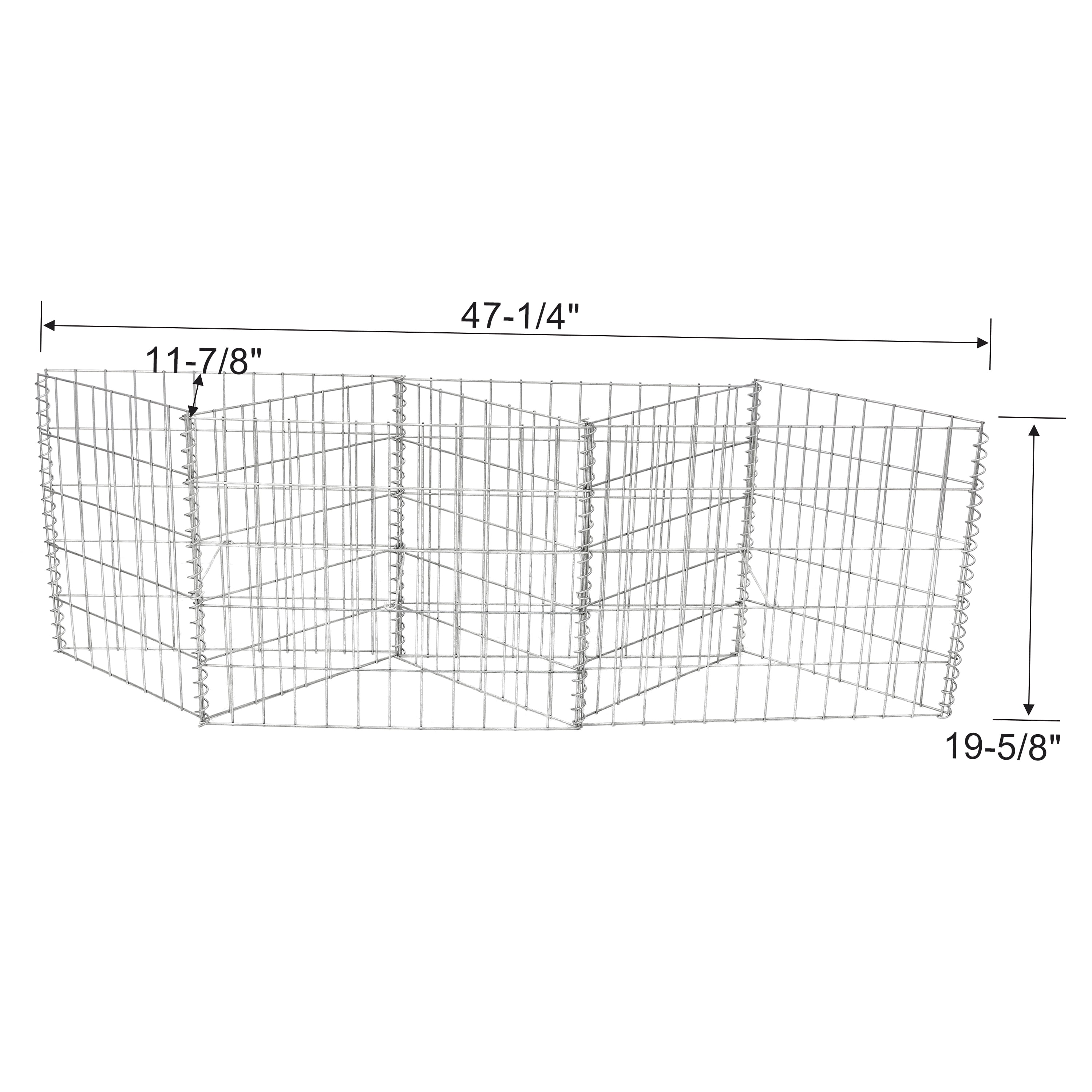Galvanized Gabion Basket Planter, 47.25" x 11.88" x 19.63" Heavy Duty Wire Cage, 4-Compartment Stone Wall Landscape for Garden Retaining Wall Patio