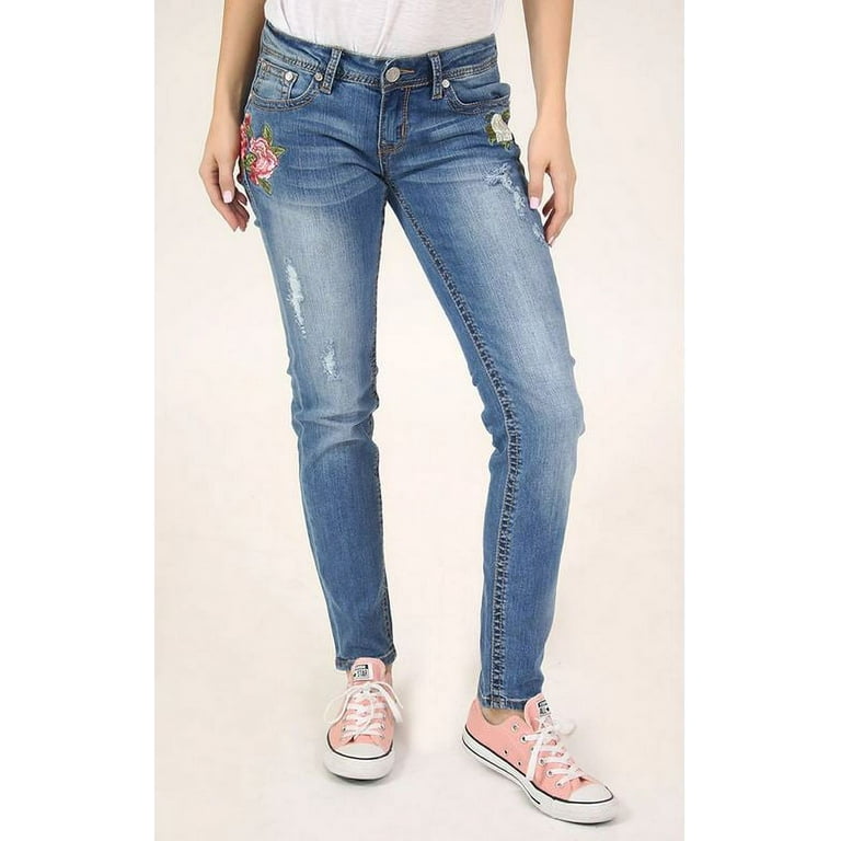 Embroidered stretch best sale jeans
