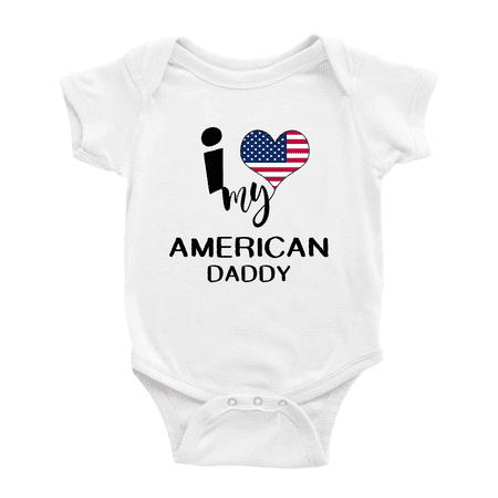 

I Heart My American Daddy United States Love Flag Infant Romper Baby Bodysuit (White 6-12 Months)