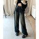 thumbnail image 2 of Pantalones vaqueros de estilo Y2K para mujer, Jeans sueltos de nicho con piernas anchas, Pantalones rectos casuales de cintura alta, 2 of 4