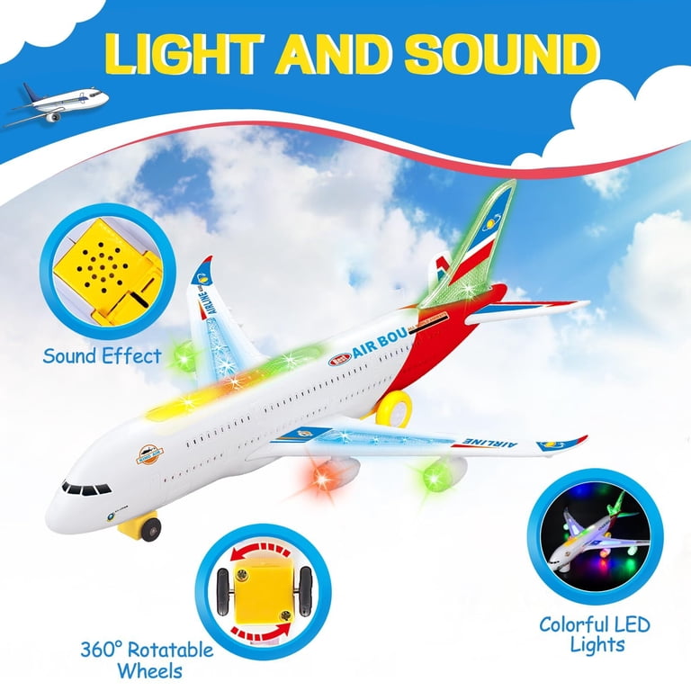 JBeeCtrl Airplane Toys, Bump and Go with LED Lights photo 2