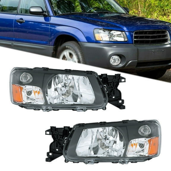 For Subaru Forester 2003-2004 Headlights Halogen Left Right Side Black Bezel