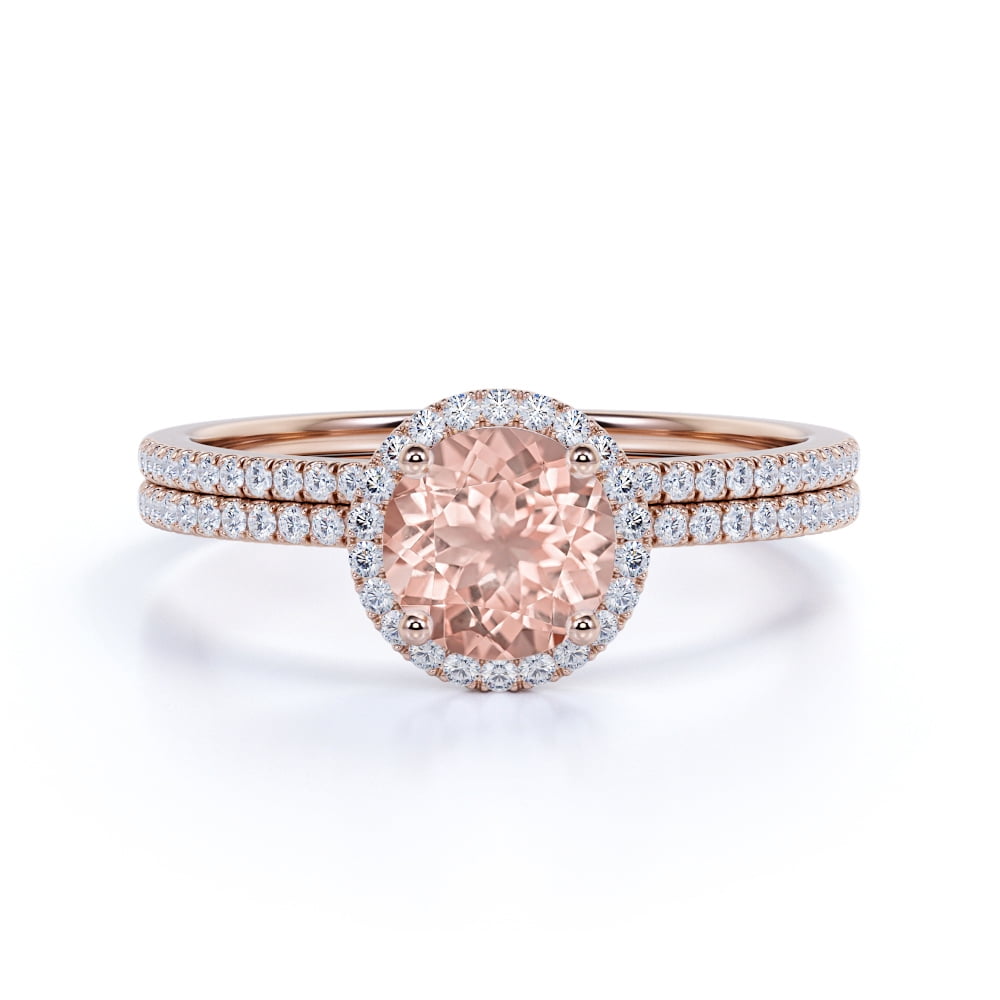 Diamond Halo Bridal Wedding Ring Set 