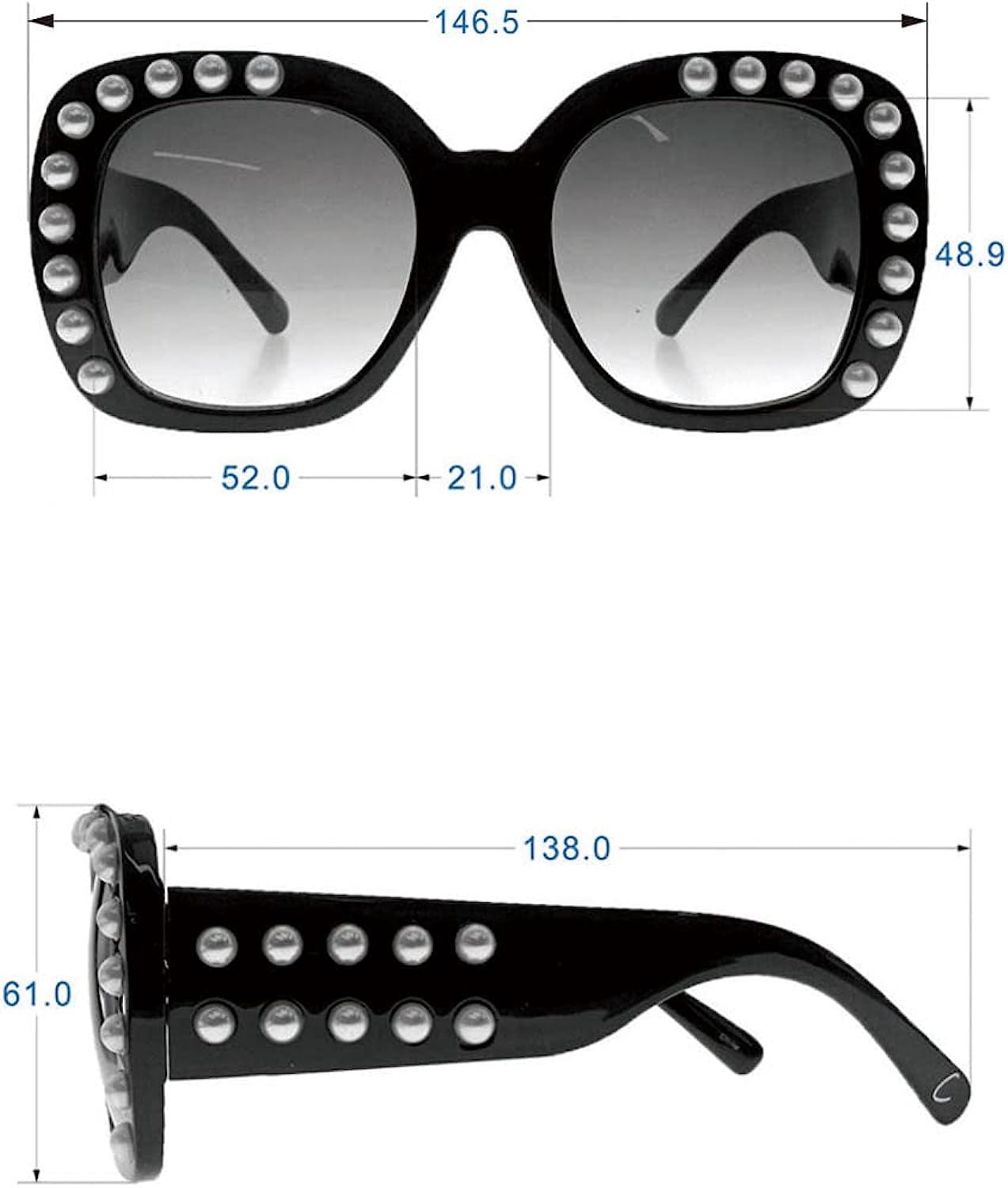 Circus NY by Sam Edeleman Women's CC354 Pearl UV400 Protective Square Fashion Sunglasses, 52mm