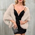 thumbnail image 2 of qolati Faux Furs Shawl Wraps for Women Winter Warm Scarf for Wedding Cape Vintage Cover Up for Bride and Bridesmaids Evening Dresses, 2 of 5